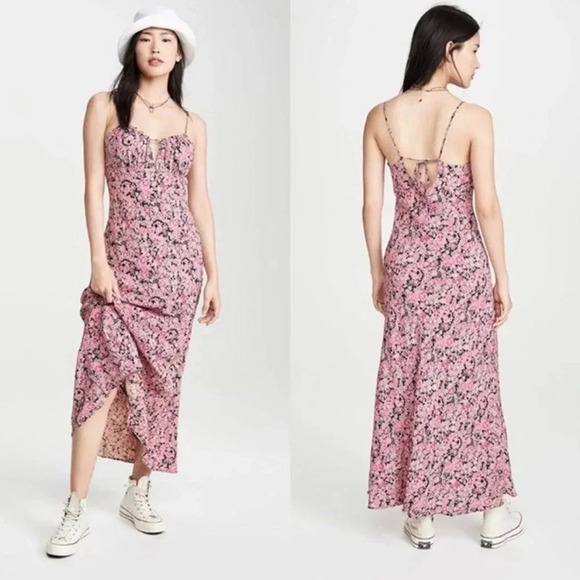 NWT Free People Bon Voyage Midi Dress in Black Combo Small - Picture 8 of 16